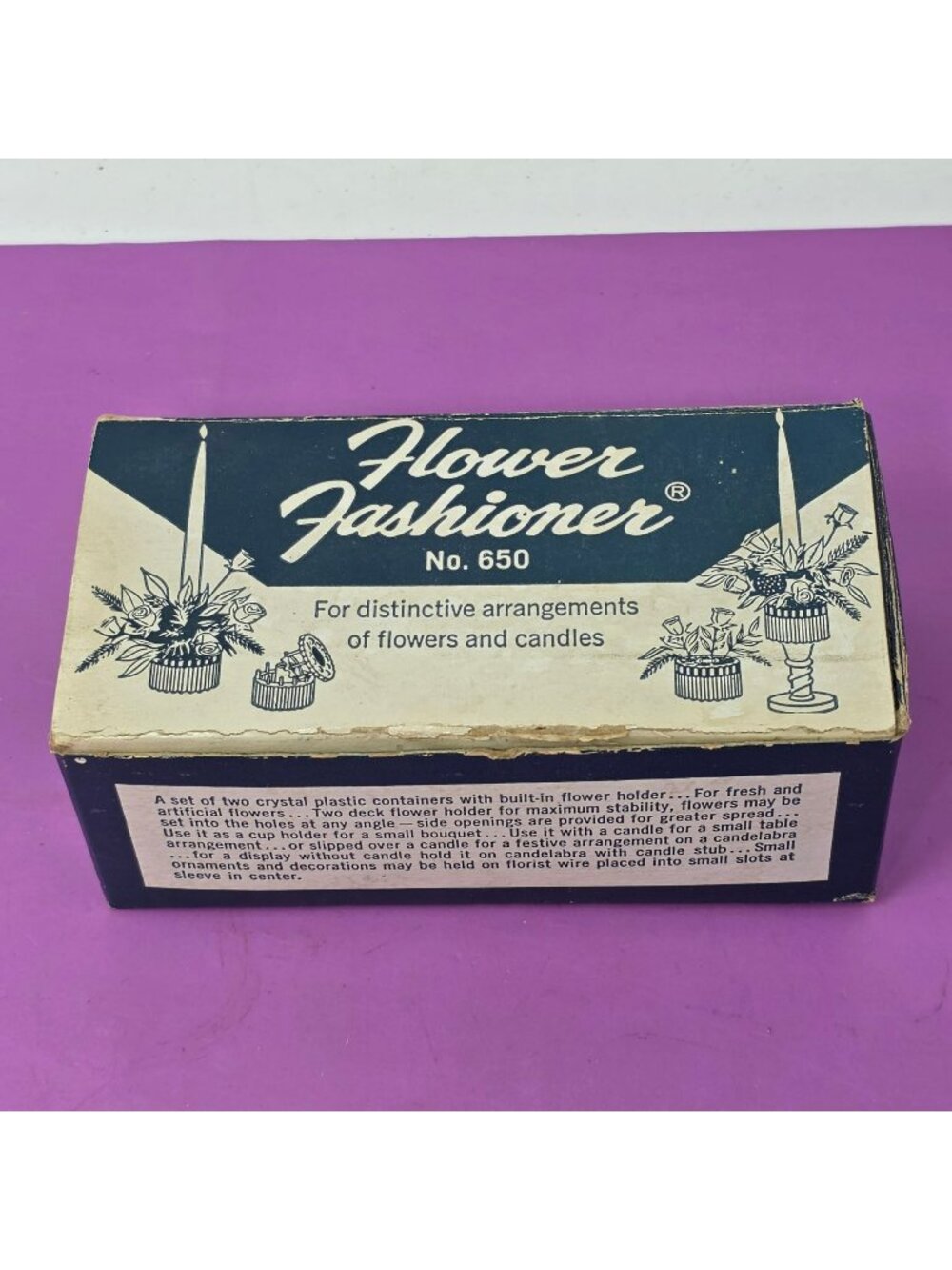 Vintage Flower Fashioner No 650 Clear Plastic Flower Frogs Holders Original Box